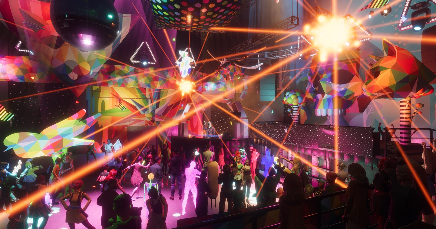 Ue4 переменные. Сцена рейв пати. Виртуальная вечеринка. Entertainment venue. Сцена в клубе.