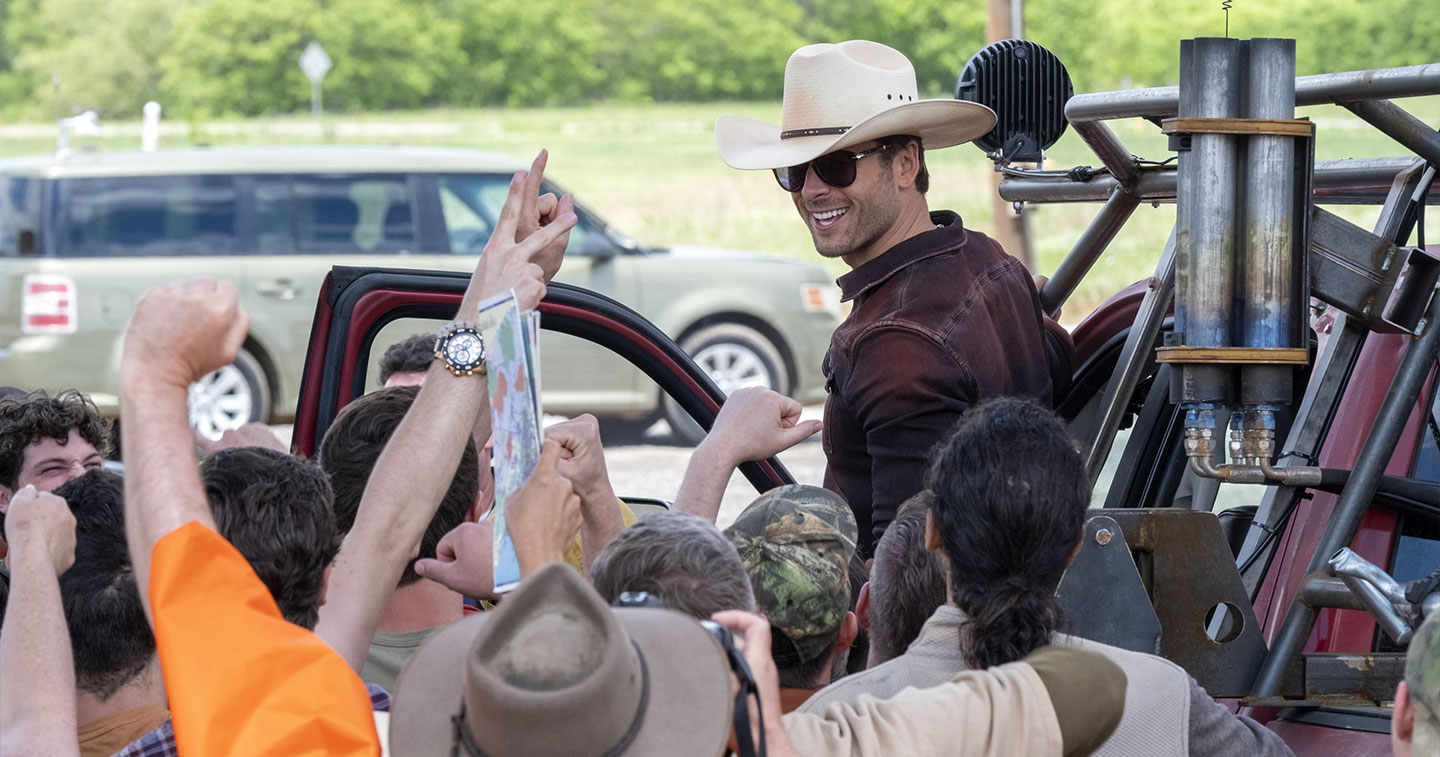 Glen Powell rides into the eye of the storm as tornado wrangler Tyler Owens HERO