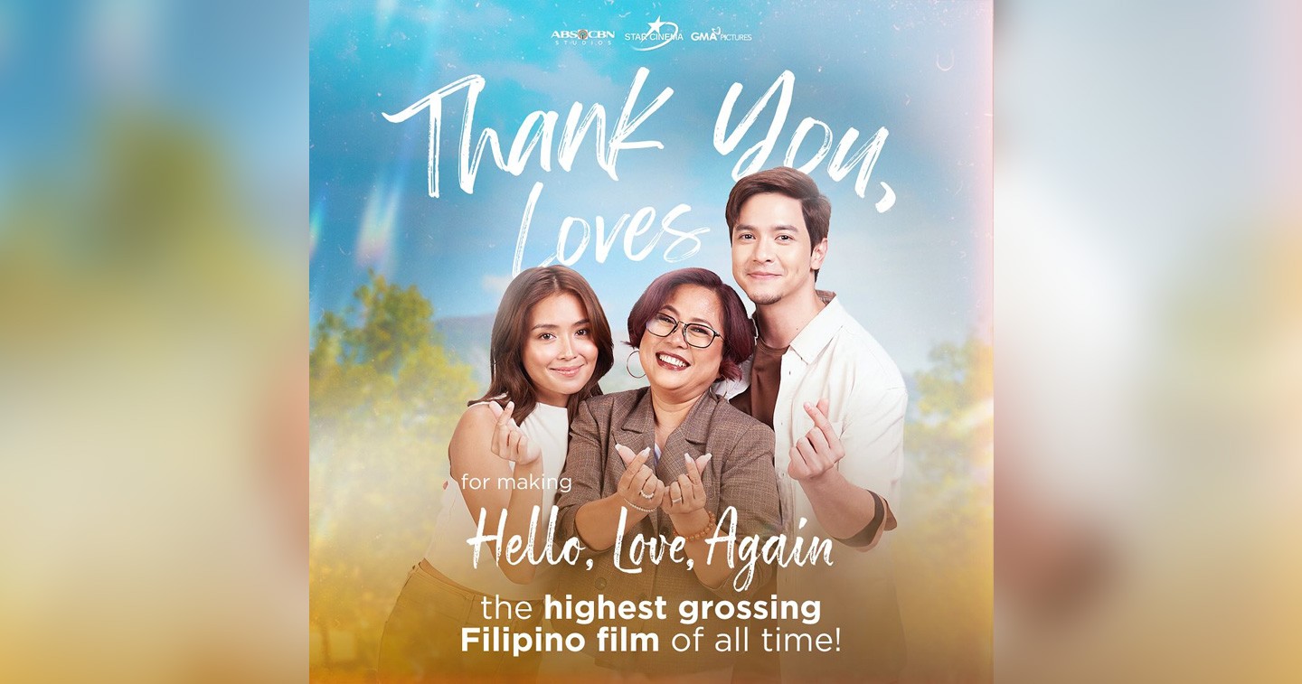 hello love again is now the highest grossing filipino film of all time with php 930 million worldwide sales