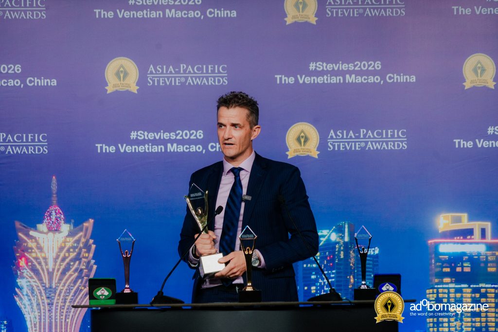 David Watson, Founder and Director of Neurolead, accepts an award at the 2026 APC Stevie Awards